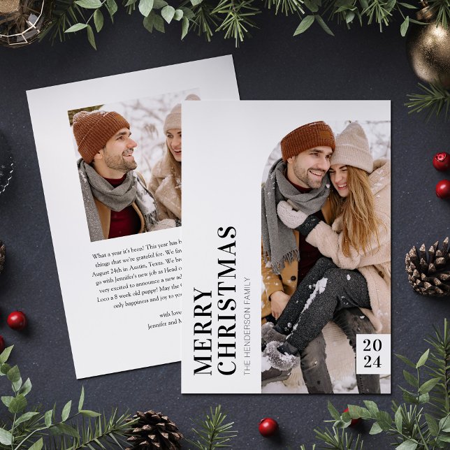 Black and White Minimalist Christmas Photo Holiday Card (Creator Uploaded)