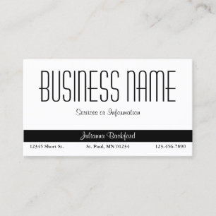 Black and White Minimalist Classic Business Card