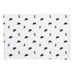 Black and White Minimalist Cowboy Rodeo Pattern Pillowcase