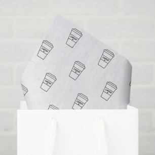 Black and White Minimalist Cute Coffee Cup Pattern Tissue Paper