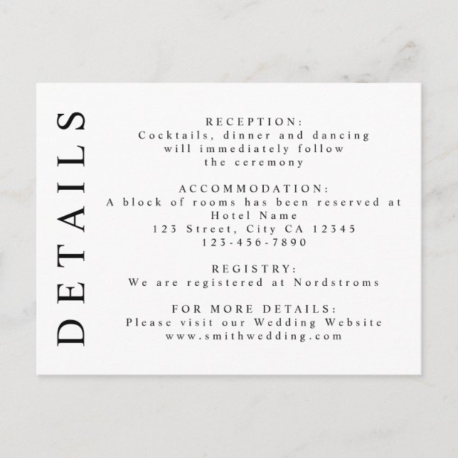 Black and White Minimalist Details Insert Postcard (Front)