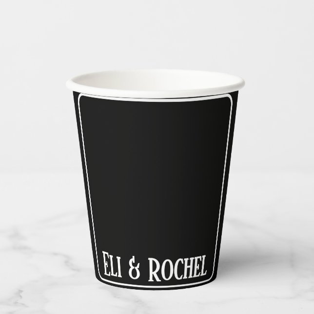 Black and white minimalist dinner party cup (Front)