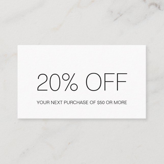 Black and white minimalist discount cards (Front)
