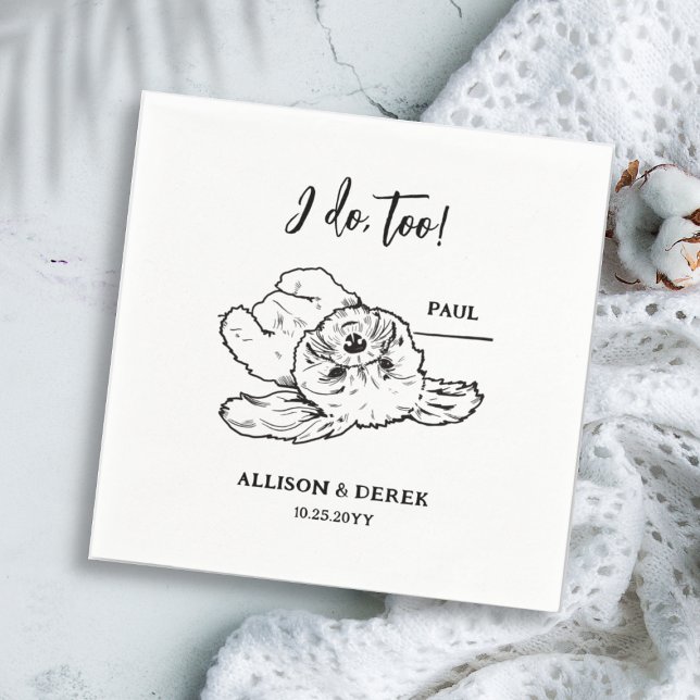 Black and White Minimalist Dog Cat Pet Wedding Napkin (Creator Uploaded)