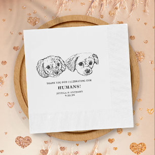 Black and White Minimalist Dog Pet Wedding Napkin