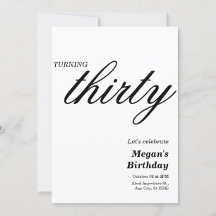 Black and white minimalist elegant birthday age invitation