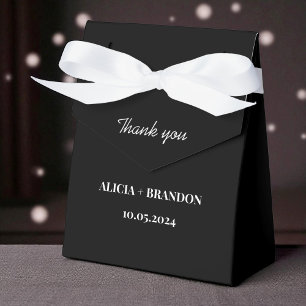 Black and White Minimalist Elegant Modern Wedding Favor Box