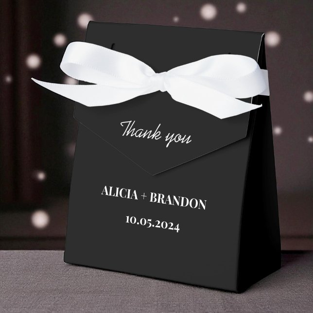Black and White Minimalist Elegant Modern Wedding Favor Box (Creator Uploaded)