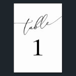 Black and White Minimalist Elegant Table Number<br><div class="desc">Beautiful,  elegant,  modern and minimalist,  table number card. Fully customizable. **PLEASE NOTE: To order,  simply adjust your table number and add each number to your cart separately. Then check out once you are finished.</div>