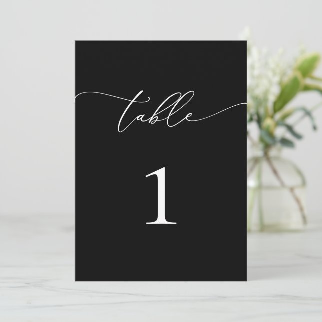 Black and White Minimalist Elegant Table Number  (Standing Front)