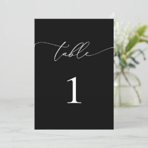 Black and White Minimalist Elegant Table Number 