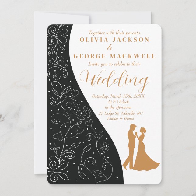 Black and White Minimalist Elegant Wedding Invitation (Front)