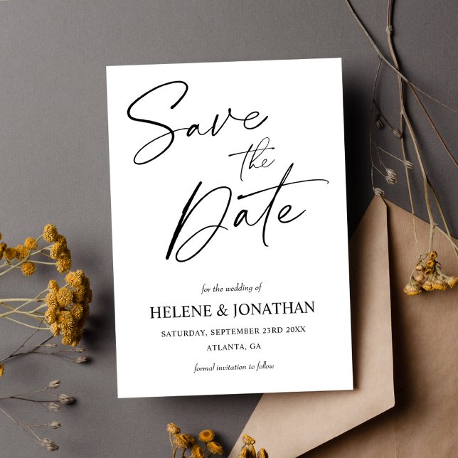 Black And White Minimalist Elegant Wedding Save The Date (Black And White Minimalist Elegant Wedding Save The Date card)