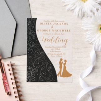 Black and White Minimalist Elegant Wedding Vellum Invitations