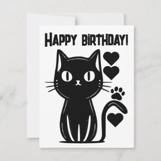 Black and white minimalist funky cat card