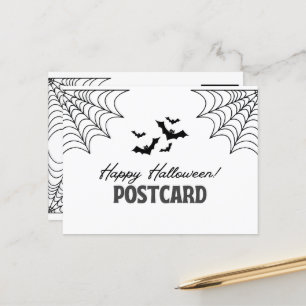 Black and White Minimalist Happy Halloween  Holiday Postcard
