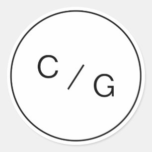 Black and white minimalist modern couple monogram classic round sticker