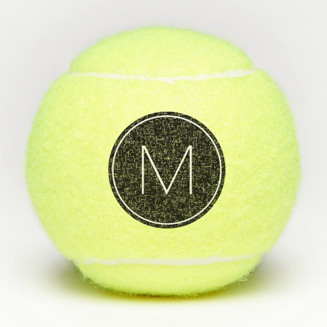 Black and White Minimalist Modern Font Monogram Tennis Balls (Front)