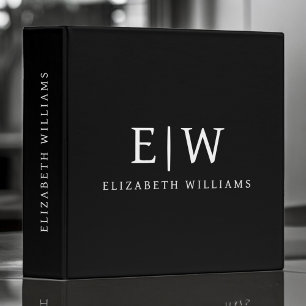 Black and White Minimalist Modern Monogram Binder