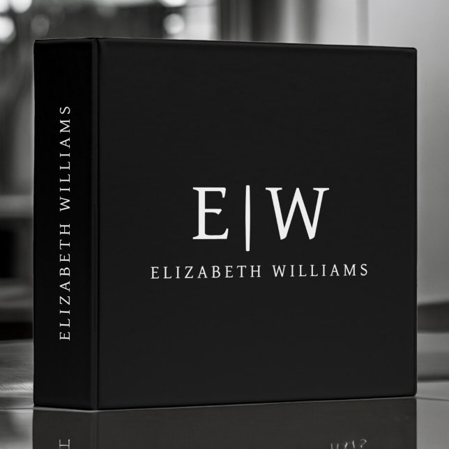 Black and White Minimalist Modern Monogram Binder (Creator Uploaded)
