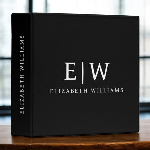 Black and White Minimalist Modern Monogram Binder