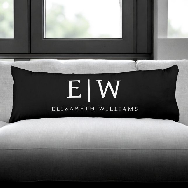 Black and White Minimalist Modern Monogram Body Pillow (Creator Uploaded)