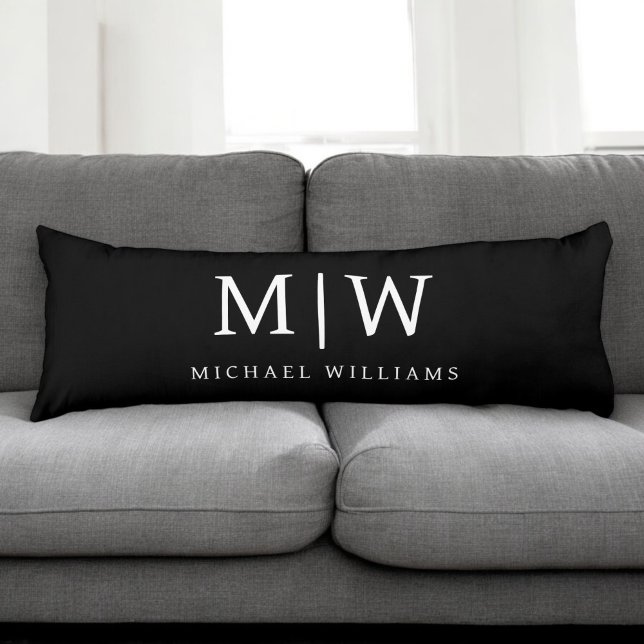 Black and White Minimalist Modern Monogram Body Pillow (Creator Uploaded)