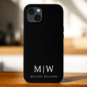 Black and White Minimalist Modern Monogram iPhone 13 Case