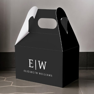 Black and White Minimalist Modern Monogram Favor Box