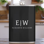 Black and White Minimalist Modern Monogram Hip Flask<br><div class="desc">Introducing our Black and White Minimalist Modern Monogram Collection: Embrace simplicity and sophistication with our minimalist designs, curated to elevate your style effortlessly. Crafted with a keen eye for modern aesthetics, this collection features sleek black and white designs accentuated by personalized monograms. From chic stationery to versatile accessories, our collection...</div>