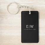 Black and White Minimalist Modern Monogram Keychain<br><div class="desc">Introducing our Black and White Minimalist Modern Monogram Collection: Embrace simplicity and sophistication with our minimalist designs, curated to elevate your style effortlessly. Crafted with a keen eye for modern aesthetics, this collection features sleek black and white designs accentuated by personalized monograms. From chic stationery to versatile accessories, our collection...</div>