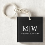 Black and White Minimalist Modern Monogram Keychain<br><div class="desc">Introducing our Black and White Minimalist Modern Monogram Collection: Embrace simplicity and sophistication with our minimalist designs, curated to elevate your style effortlessly. Crafted with a keen eye for modern aesthetics, this collection features sleek black and white designs accentuated by personalized monograms. From chic stationery to versatile accessories, our collection...</div>