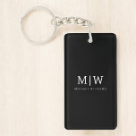 Black and White Minimalist Modern Monogram Keychain<br><div class="desc">Introducing our Black and White Minimalist Modern Monogram Collection: Embrace simplicity and sophistication with our minimalist designs, curated to elevate your style effortlessly. Crafted with a keen eye for modern aesthetics, this collection features sleek black and white designs accentuated by personalized monograms. From chic stationery to versatile accessories, our collection...</div>