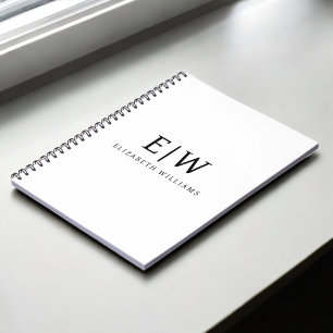 Black and White Minimalist Modern Monogram Notebook