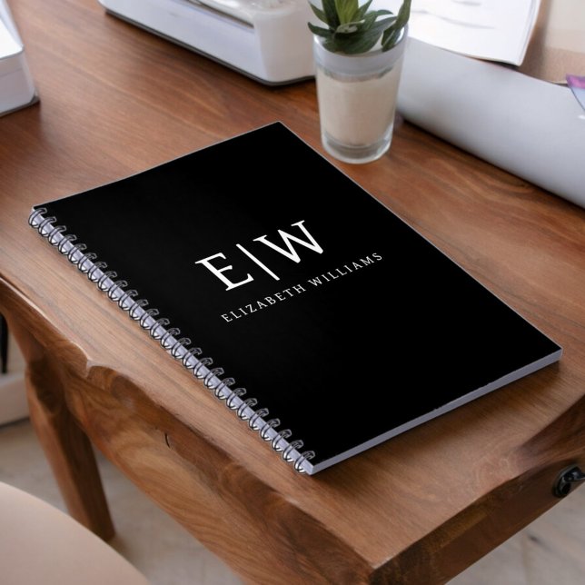 Black and White Minimalist Modern Monogram Notebook (Creator Uploaded)
