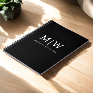 Black and White Minimalist Modern Monogram Notebook