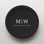 Black and White Minimalist Modern Monogram Paper Plate<br><div class="desc">Introducing our Black and White Minimalist Modern Monogram Collection: Embrace simplicity and sophistication with our minimalist designs, curated to elevate your style effortlessly. Crafted with a keen eye for modern aesthetics, this collection features sleek black and white designs accentuated by personalized monograms. From chic stationery to versatile accessories, our collection...</div>
