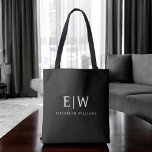 Black and White Minimalist Modern Monogram Tote Bag<br><div class="desc">Introducing our Black and White Minimalist Modern Monogram Collection: Embrace simplicity and sophistication with our minimalist designs, curated to elevate your style effortlessly. Crafted with a keen eye for modern aesthetics, this collection features sleek black and white designs accentuated by personalized monograms. From chic stationery to versatile accessories, our collection...</div>