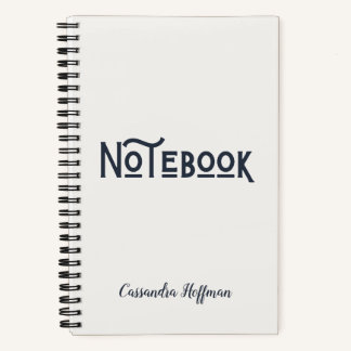 Black and White Minimalist Modern Monogrammed Notebook