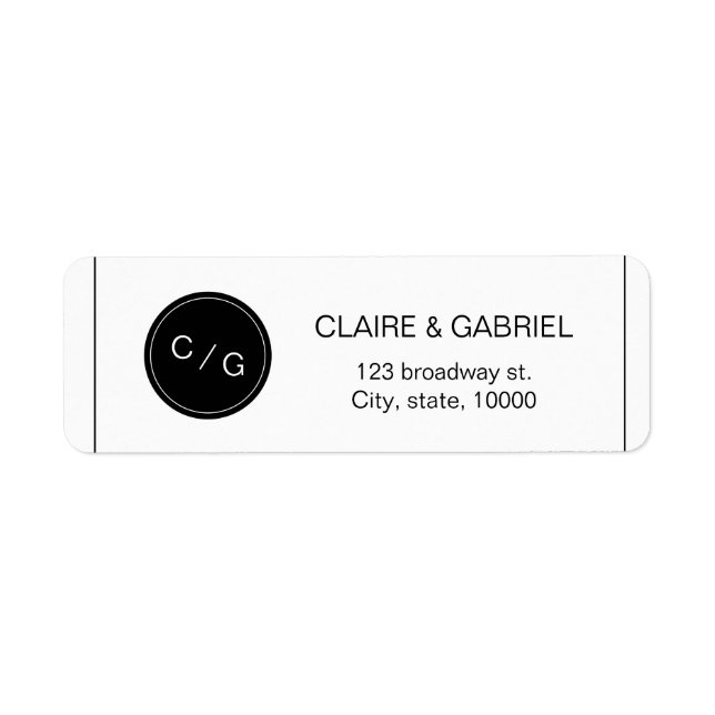 Black and white minimalist modern return address (Front)
