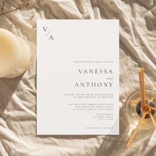  Black and White Minimalist Modern Wedding Invitation