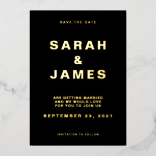 Black and White Minimalist Modern Wedding Save The