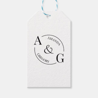 Black and White Minimalist Monogram Name Gift Tag