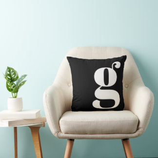 Black and White Minimalist Monogram Throw Pillow
