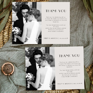Black and White Minimalist Photo Thank You Card