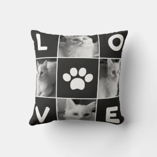 Black and White Minimalist Simple Love Square  Throw Pillow