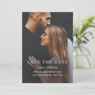 Black And White Minimalist Stylish Photo Save The Date