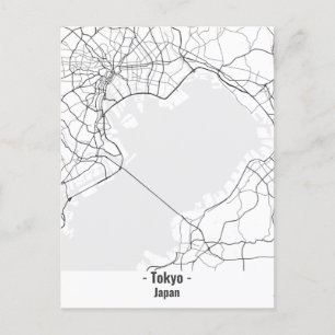Black and White Minimalist Tokyo City Poster  Postcard