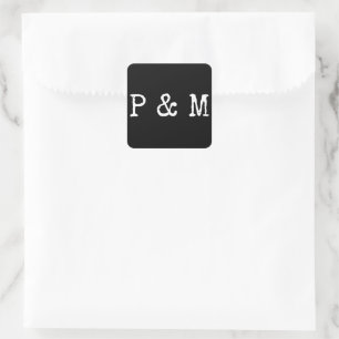 Black and White Minimalist Typewriter Font Square Sticker