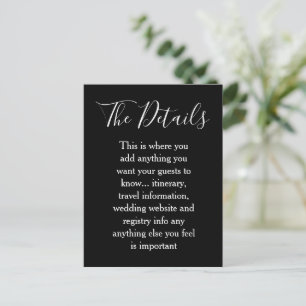 Black and White Minimalist Wedding Details Postcard
